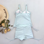 Light Blue Flower Print Swimwear Women's Bikinis Shorts and Tankinis Sexy Swimsuit Holiday Beach Wear Brazilian Bikini Femmes