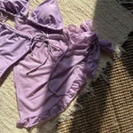 Sexy 3D Flower String Halter Bikinis 2025 Women Swimsuit Cover Ups Lace-up Thong Swimwear Beach Wear Bather 3 Piece Bikini Set
