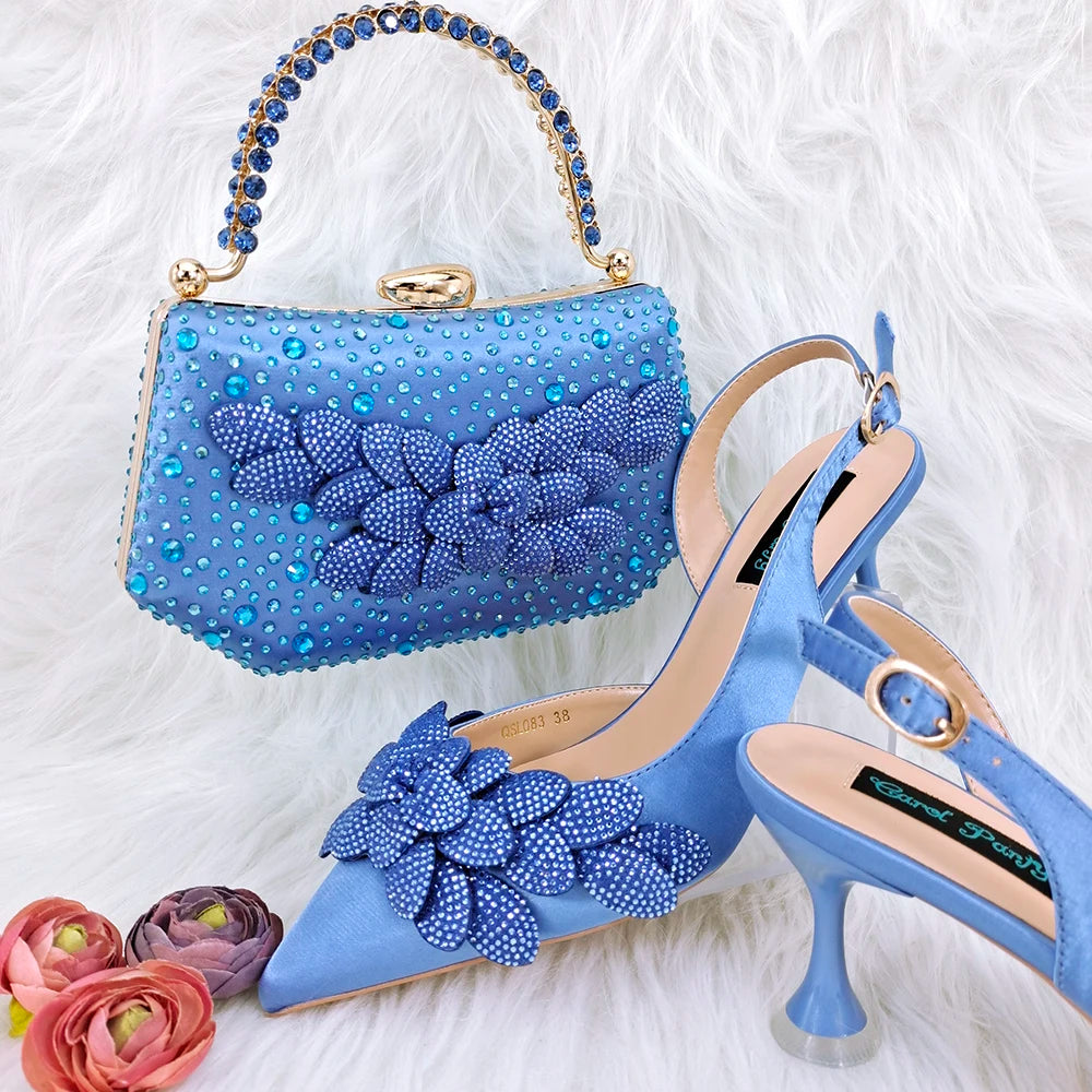 Doershow African fashion Italian Shoes And Bag Sets For Evening Party With Stones green Italian Handbags Match Bags! HFG1-3