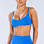 NCLAGEN Scoop Neck Bra High Support Thin Strap Seamless Pilates Yoga Underwear Push-up Gym Clothes Workout Running Fitness Top