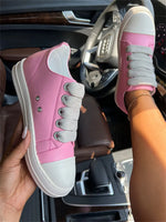 2025 Big Size 44 Women's Platform Skate Shoes Fashion Summer Black Pink Red Lace-up Men Sporty Vulcanize Casual Flat Shoes