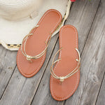 2026 Fashion Solid Color Casual Slippers Summer Comfortable Silver Gold Women's Shoes Beach Home Flat Simple Women's Slippers