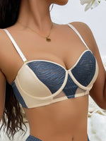 New Style Color-Blocking Women's Bra with Thin Upper and Thick Lower Padding, Enhancing Small Busts, Gathering and Lifting, Correcting Side Breasts, and Preventing Sagging