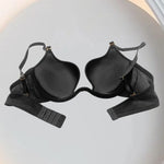 Black deep V-neck cinched top underwear for women, large breasts make small, soft steel coil bra, sexy mesh bra
