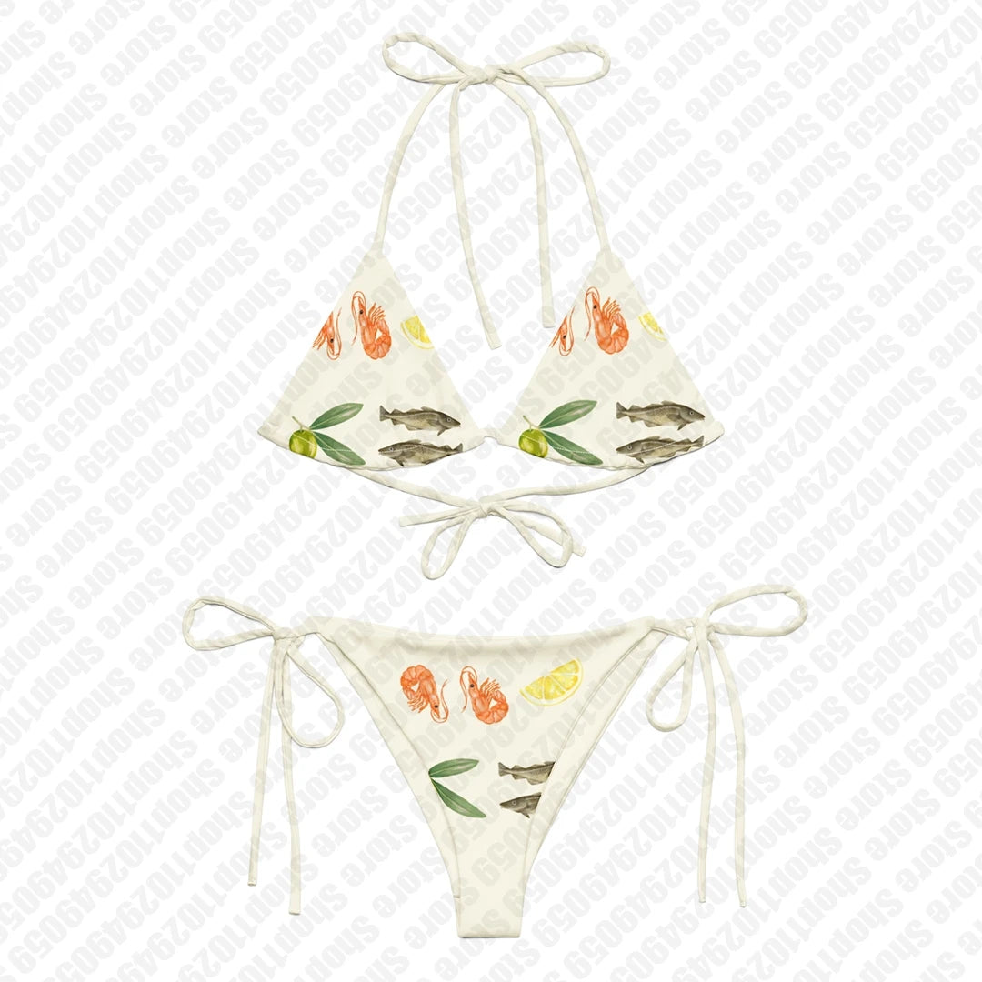 Cute Print Bikini Set Sexy Thong Swimsuit Two Pieces Bathing Suit Punk Gothic Fashion Women Swimwear 2000s Emo Girls Y2k Style