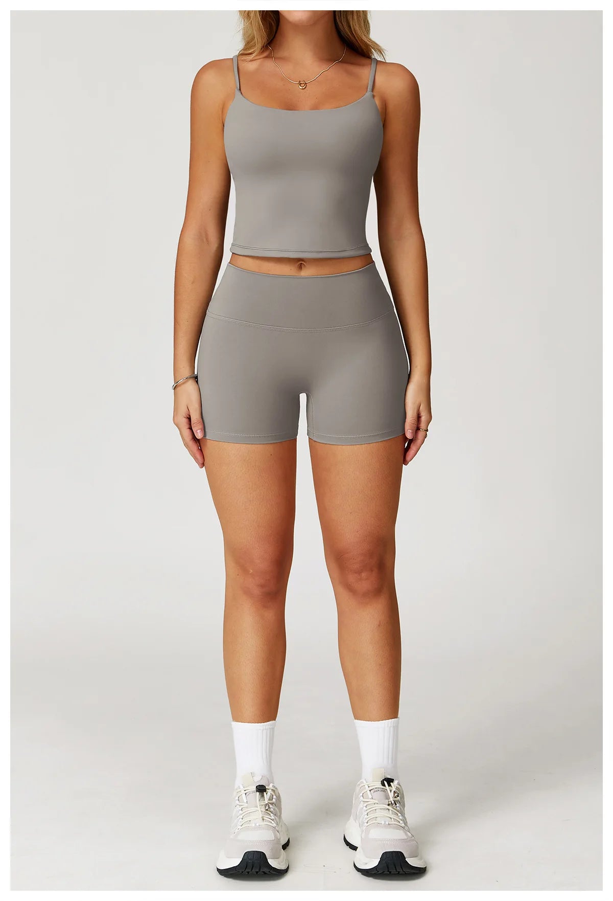 Yoga Shorts Set Women Sports Tank Top with Tight Fitting High Waist Pants Fitness Suit Summer Running Exercise Workout Clothes