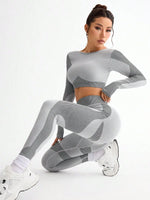 2pcs Hot-selling New Sports Tight Running Breathable Seamless Yoga Suit Women's Outdoor Fitness Suit Women's