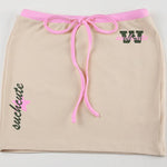 Hot Girl Two-piece Suit Printed Slimming Suspender Low Waist Drawstring Short Skirt Suit