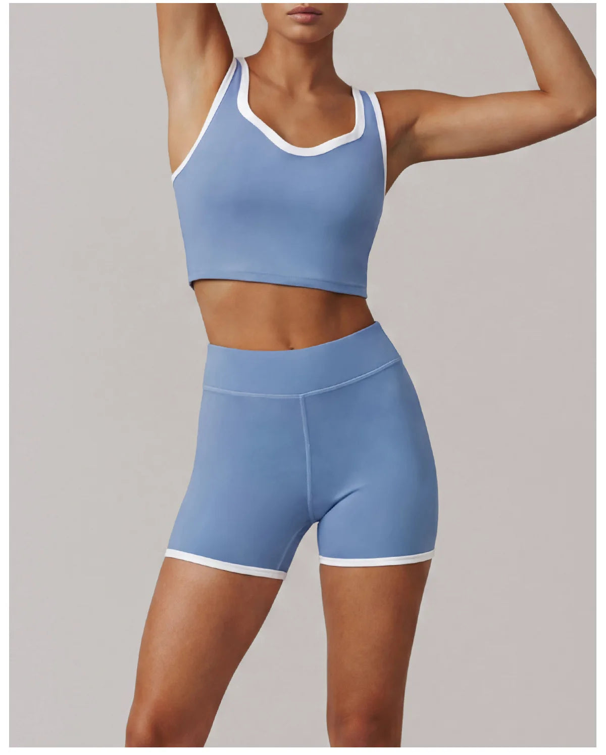 Summer Color Contrast Yoga Suit Women Shock-absorbing Sports Bra High Waist Hip Lifting Shorts Training Running Fitness Outfits