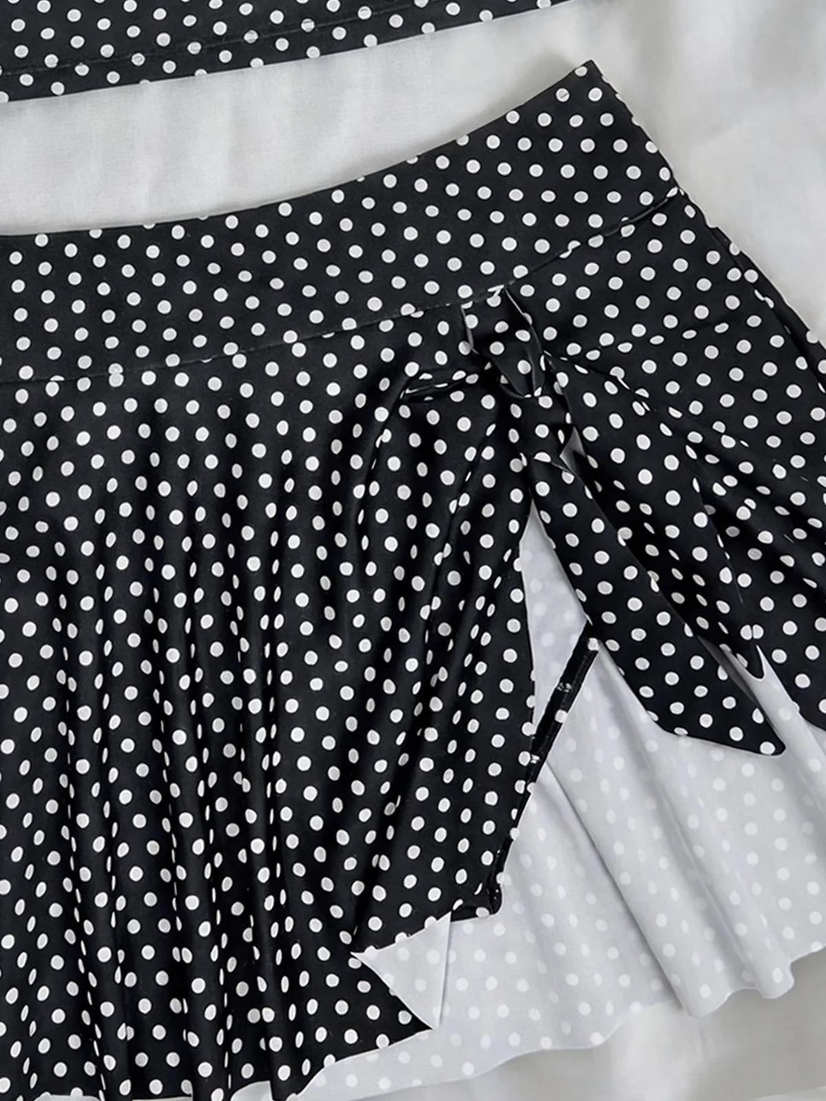 Vintage Black Polka Dot Print Tankini Set Women Push Up Tank Top Split Tie Skirt Two Piece Swimsiut 2026 Bathing Suit Swimwear