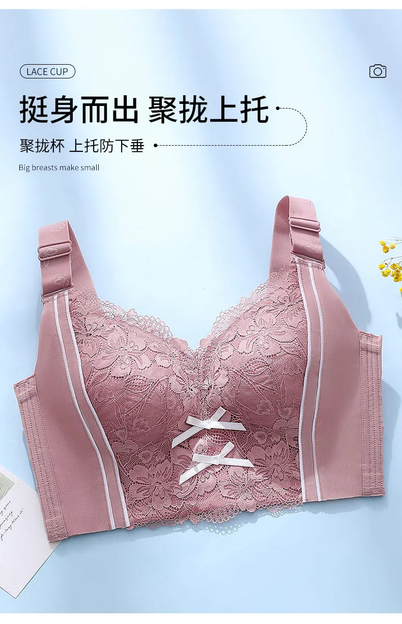 Womens Full Coverage Lace Push Up Bra Wireless Large Size Anti-sagging Underwear Female Lingerie 34 36 38 40 42 44 48 50 C D E