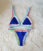 Bikini Crochet 2026 Handmade Knit Patchwork Reversible 2 Piece Swimsuit Women Halter Top Brazilian Bathing Suit Thong Swimwear