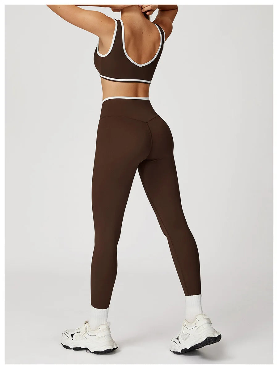 Yoga Set2 Pieces Workout Outfits Fitness Sportswear Gym Tracksuit High Waist Leggings Sports Bra Athletic Wear Women Clothes