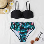 Print Bandeau Bikini Swimsuit Women Push Up Bikini Set Swimwear Female High Waisted Bathing Suit Beach Wear Brazilian Biquini