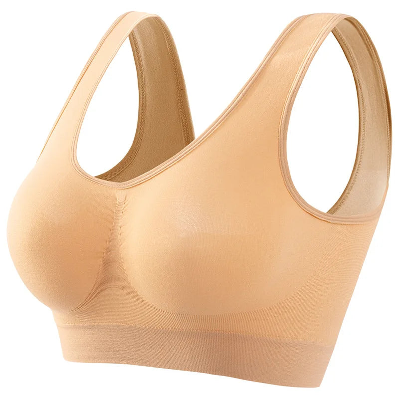 Women Wide Strap Seamless Tank Bra Without Pads Plus Size Knit Sports Bralette Wireless Bra Vest Crop Top Sexy Lingerie S-5XL