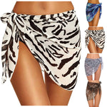 Women Sheer Wrap Cover Up Skirt Beach Wrap Bikini Leopard Print Zebra Stripes Beach Skirt For Swimwear Summer Bathing Suit
