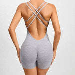 Seamless Yoga Jumpsuits Sports Fitness Pleated Peach Hip-lifting Beauty Back Dance Jumpsuit Workout Gym Shorts Set for Women