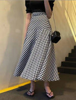 WOMENGAGA Korea Style 2023 Spring/Summer New High Waist Elegant Split Plaid Skirts Half Length Skirts Fashion Women 2023 22IV