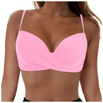 Women's Sexy Bikini Bra Fashion Push Up Underwear Swimsuit Solid Color Cross Tie Bra Pad No Steel Swimsuits Bikini Lenceria