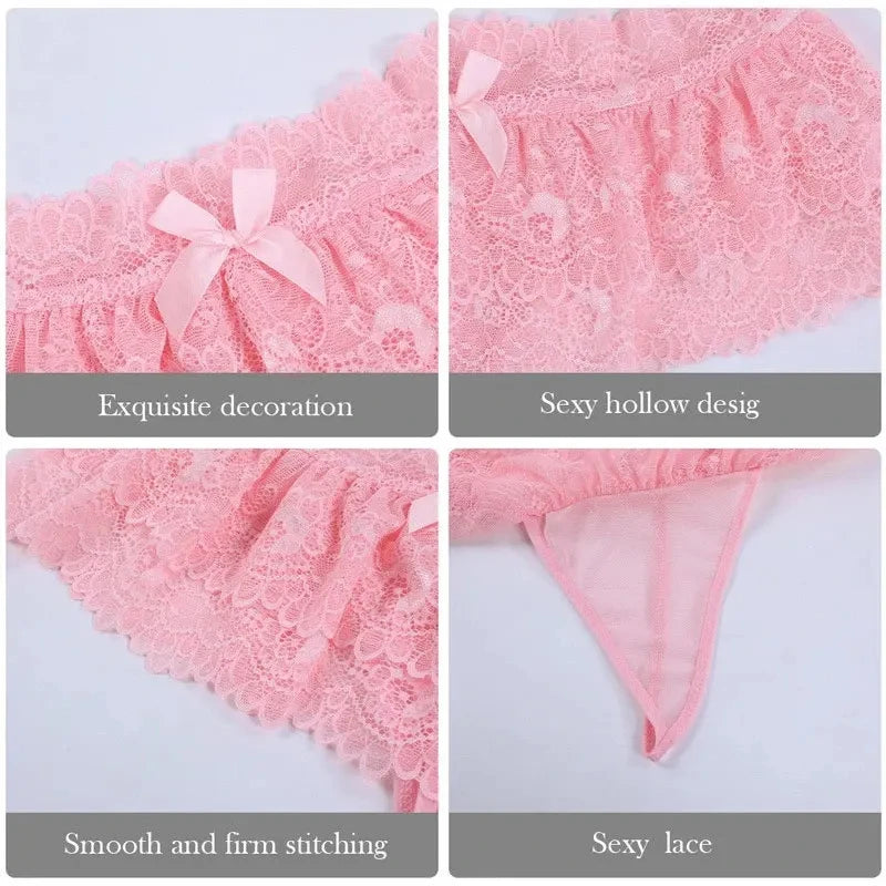 Womens Sexy Cosplay Vintage Pleated Skirt Ultra Short Skirt Cute Nightwear Lace Thongs Panties Lingerie Briefs Mini Skirt