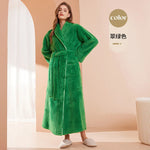 Autumn Winter Flannel Plus Size Robe Pajamas Thick Cozy Fleece Couple Bathrobe, Men Women Long Warm Loungewear,
