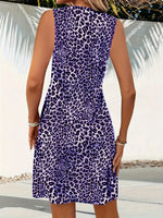 Summer Style Leopard Print Mini Dress Women Fashion Vacation Elegant Vintage V-neck Sleeveless Vestidos Nightclub Party Dresses