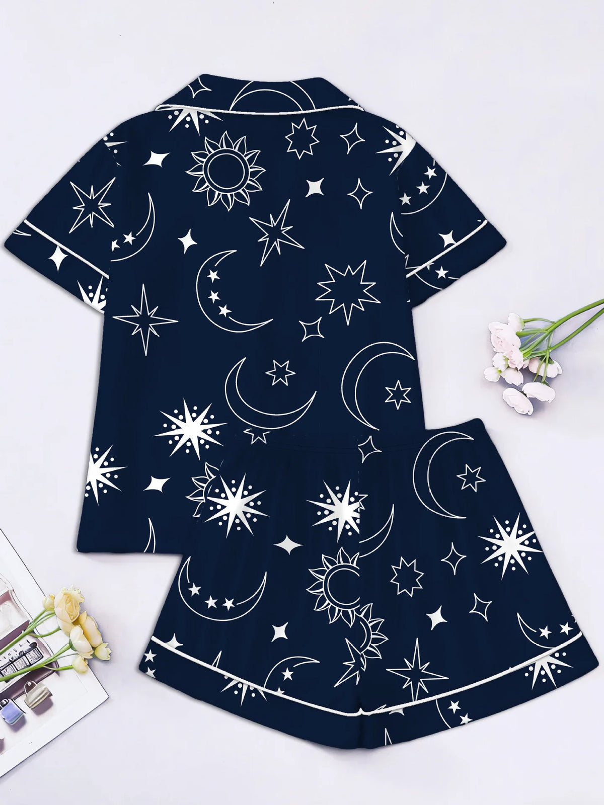Women's Sleepwear Women's Comfort Printed Pajamas Set Milk Silk Cardigan Short Sleeve Shorts Homewear Set