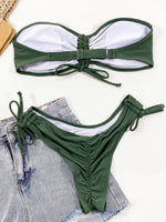 Lace Up Scrunch Butt Bandeau Bikini Female Swimsuit Women Swimwear Two-pieces Bikini Set Brazilian Bather Bathing Suit Swim Lady