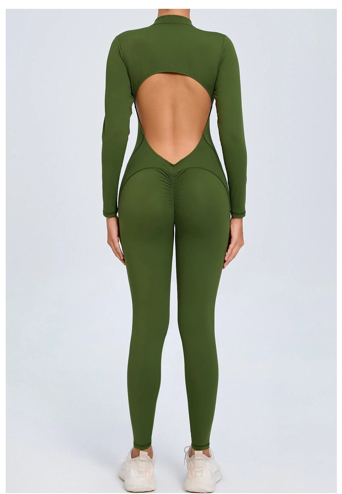 Women Sportwear Yoga Jumpsuit Zip Long Sleeve Back Open Outfit Fitness Tracksuit Tight One-piece Gym Overalls Sports Bodysuit