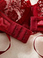 Lady Floral Embroidery Lingerie Set Women Sheer Bra and Brief Underwear Set Satin Sexy Intimates Underwear