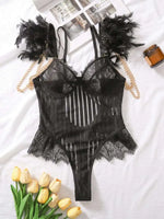Fashionable New Sexy Lace Spliced Flower Embroidery Mesh Backless Deep V Suspenders Sleeveless Bodysuits Charming Casual H2F1