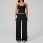 NCLAGEN Women Sportwear 2 Piece Yoga Set Pilates Tank Top Wide-leg Trousers Workout Gym Clothes Fitness Suit Speed Activewear