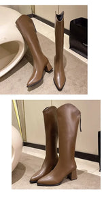 Pointed Toe Women High Boots Fashion Side Zippers Long Booties Ladies Elegant Party High Heel Shoes Winter Women's Footwear