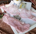 MOYISU Pure Sexy French Ultra-thin Underwire Large Size Bra Set Fat Mm Big Chest Small D Cup Bra Thin Lace Underwear Women