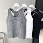 Women's One Piece Yoga Sports Vest Stretch I-Shaped Running Fitness Slimming Short Style Camisole Outerwear