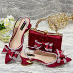 Doershow nice African Shoes And Bag Matching Set With gold Hot Selling Women Italian Shoes And Bag Set For Party Wedding21-4