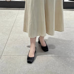 Big Size 43 Satin Mini Bow Slingback Block Heel Sandals Women Square Toe Elastic Strap Sweet Satin Mary Jane Shoes