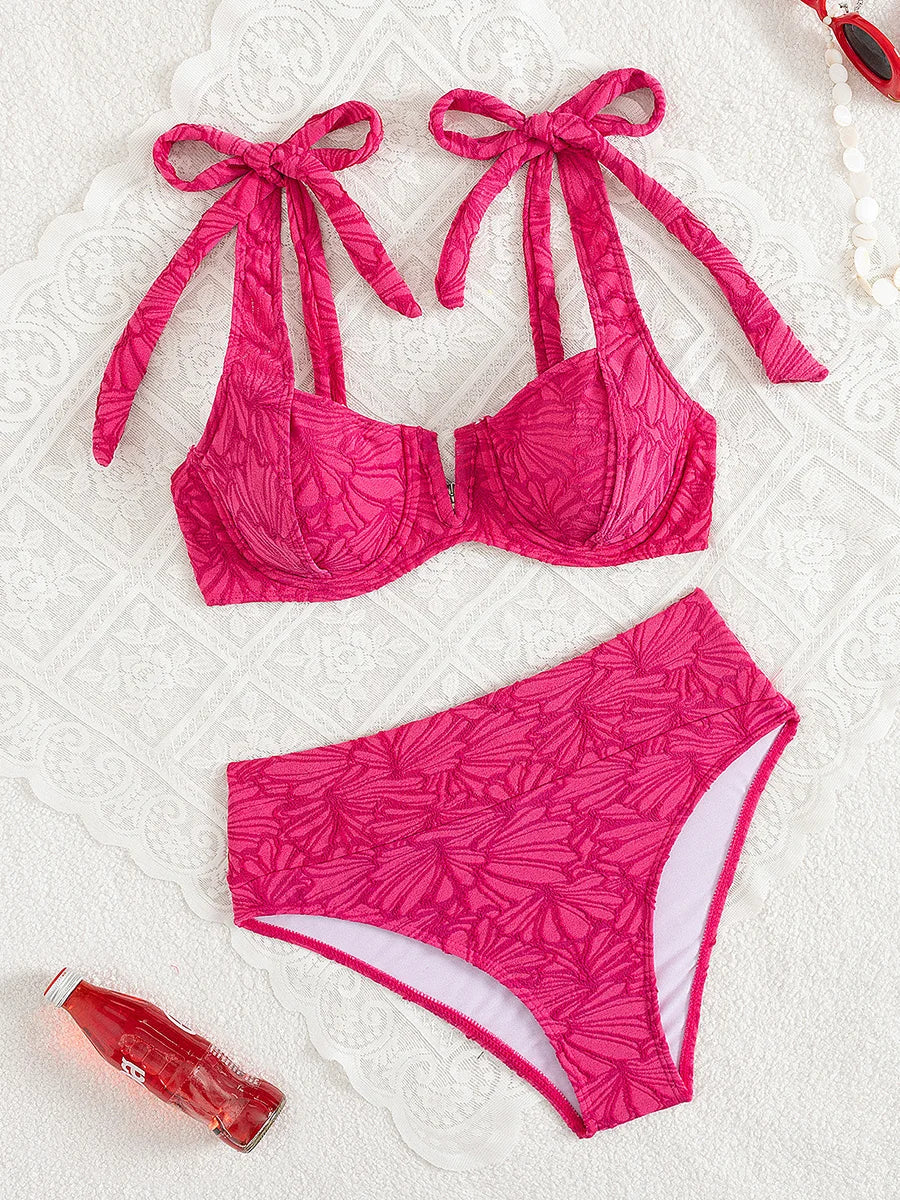 S - XL V Shaped Underwired Female Swimsuit High Waist Bikini Women Swimwear Two-pieces Bikini Set Bather Bathing Suit Swim Lady