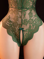 Hot Lingerie Sexy Bodysuit Open Crotch Adult See Through Clothes Perspective Lace Pajamas One Piece Crotchless Teddy BabyDoll