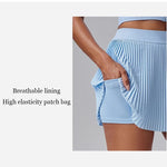 Women's Fitness Pants Skirt Accordion Pleated Design Anti-Light Leak Fake Two-Piece Set 2025 New Style