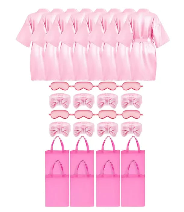 6/8/12Pcs Spa Party Robes Gowns for Girls Kimono Satin Robe Kids Birthday Party Favors Slumber Party Robe Birthday Squad Robes