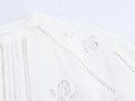 Foridol White Cotton Shorts Set Outfits Women Hollow Out Embroidery Two Pieces Set Outfits Shirt Shorts Matching Set Summer