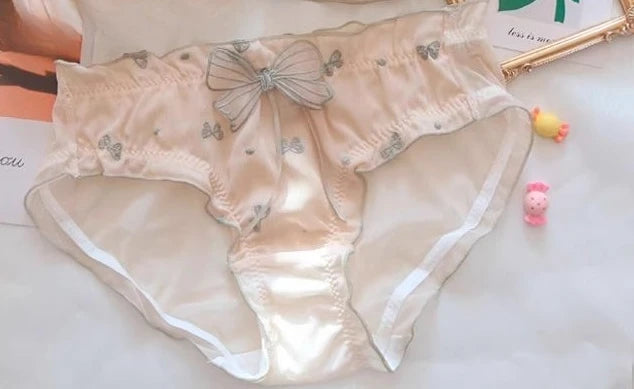 Japan Style Embroidered Mesh Bralette Wireless Breathable Comfort Sweet Cute Lingerie Set Pure Sensual Ruffle Edge Small Chest