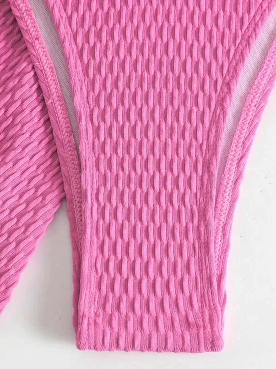 With Skirt Wrinkled Bra Cup Bikini Female Swimsuit Women Swimwear Three-pieces Bikini Set Push Up Bathing Suit Swim Beachwear