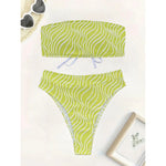 Sexy Wave Striped Bandeau High Waist Bikini Female Swimsuit Women Swimwear Two-Pieces Bikini Set Bather Bathing Suit Swim V5445