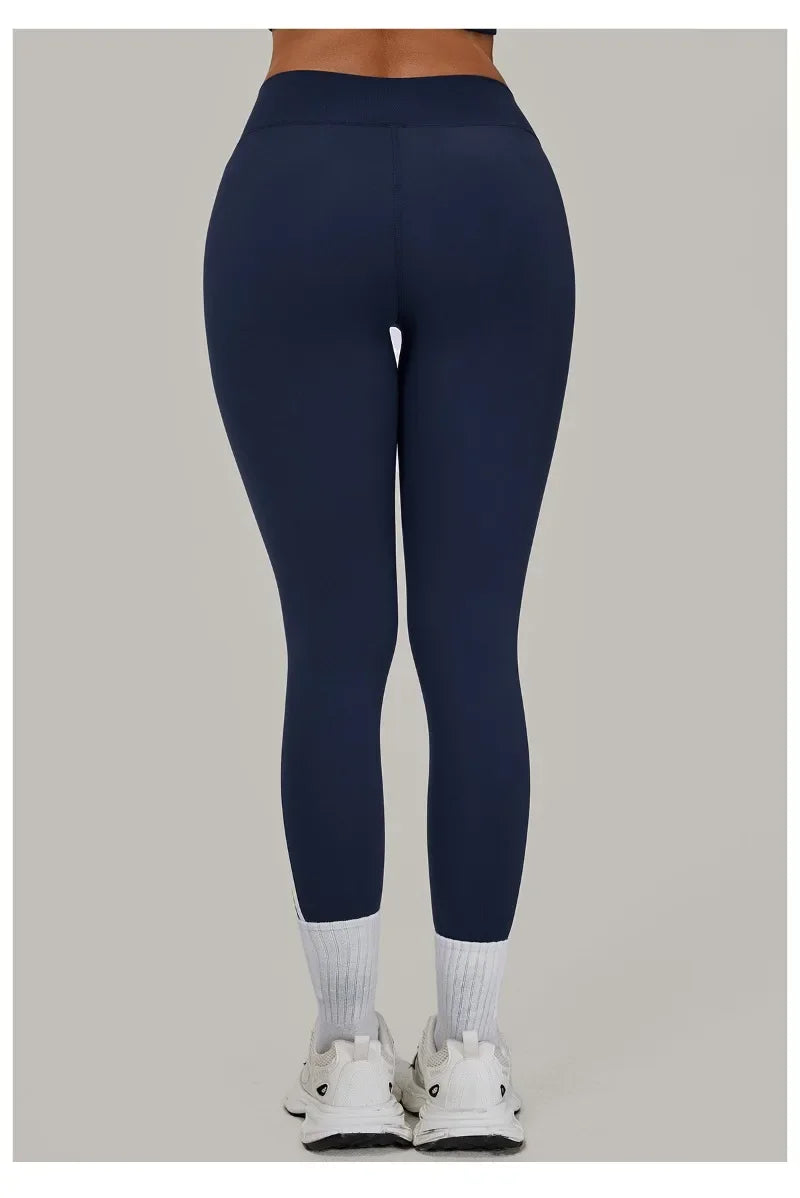 Women High Waist Yoga Pants Leggings - Seamless Color Block Fast-Dry Breathable Gym Running Fitness Tights Butt Lifting Effect