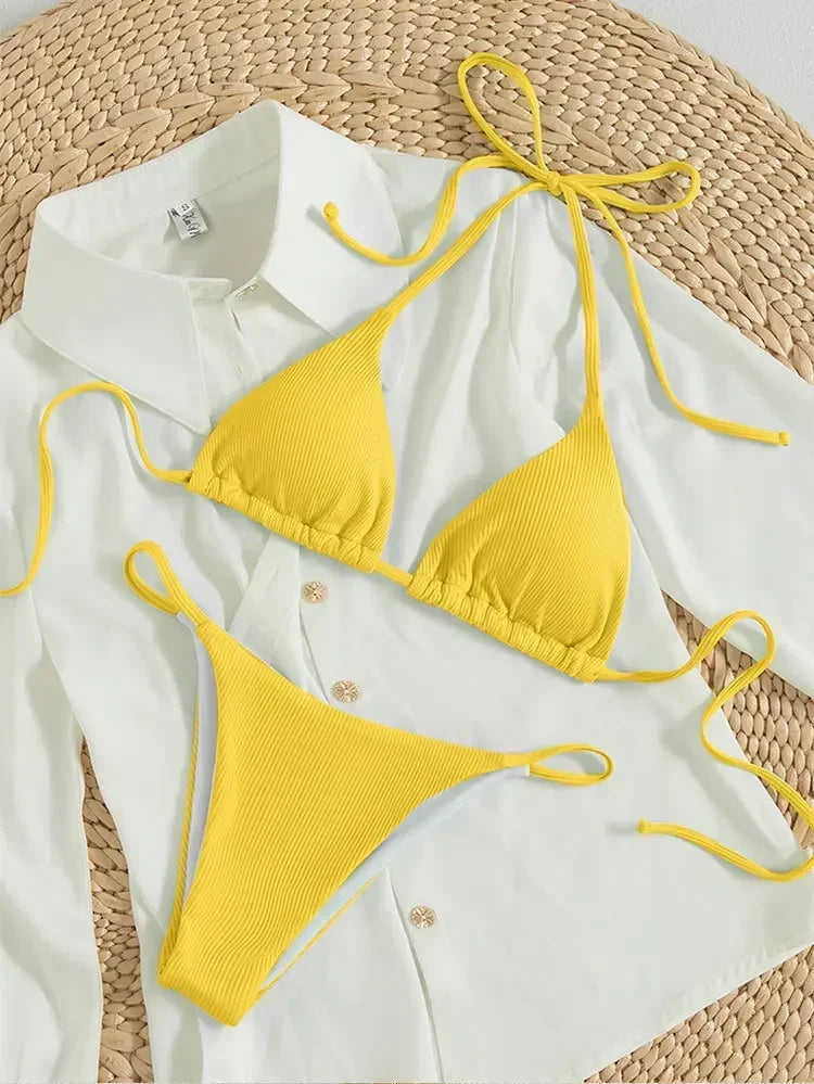 Sexy Bikini Set Women White Black Push Up Bra Micro Swimsuit 2025 Brazilian Beach Holiday Bathing Suit Thong Swimwear Biquini