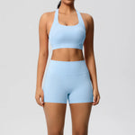 2PCS Yoga Set Gym Clothes Sportswear Women Tracksuit Fitness Tracksuit Workout Suit Sports Bra Gym High Waist Push Up Shorts