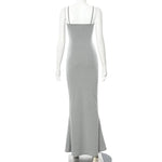 2024 Summer Dresses For Women Sexy Spaghetti Strap Black Long Dress Y2k Sleeveless Solid Skinny Bodycon Trumpet Maxi Vestidos