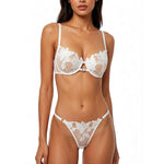 Soft breeze white lily embroidery lingerie set - see-through netting bra - French-style bridal sensual women's lingerie ZA824031